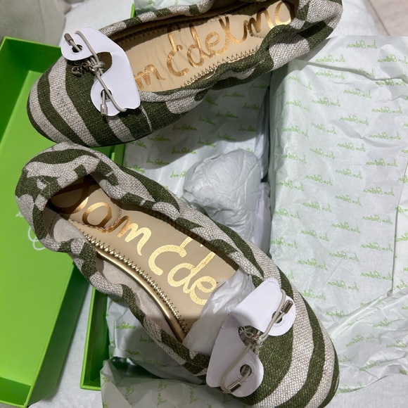 Sam Edelman Felicia green zebra linen ballet flats size 6 - Picture 6 of 8